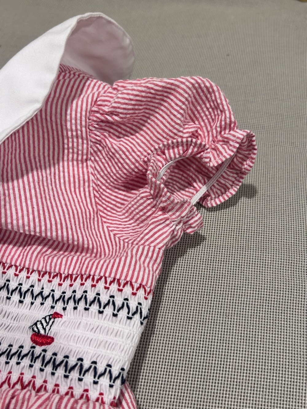 Good Lad Seersucker Nautical Smocked Toddler Dress Size 3 - Picture 9 of 12